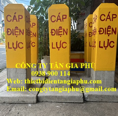 cọc mốc cảnh báo cáp ngầm điện lực bằng bê tông