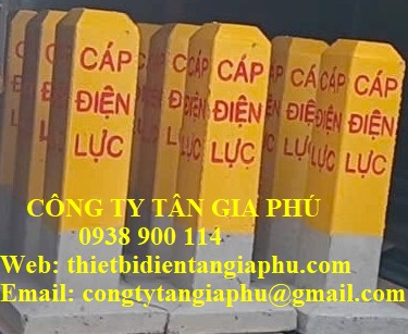 Cọc mốc cảnh báo cáp bằng bê tông có chân đế