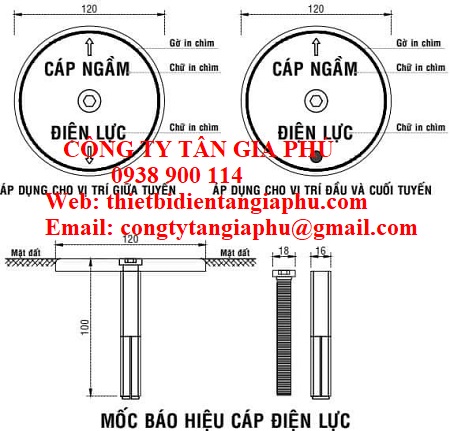 Bản vẽ mốc định vị cáp ngầm bằng gang